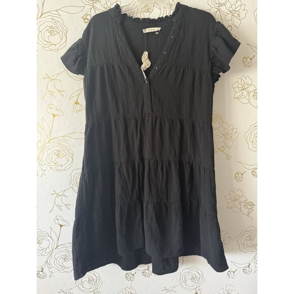Salty Lemon Dresses & Skirts - Salty Lemon Dress Size XL Extra Large Black Short Tiered 100 cotton Boho New 027